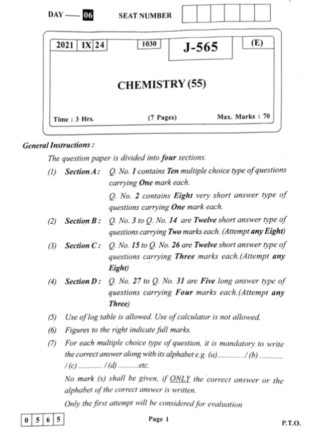 2021 chemistry structured essay paper