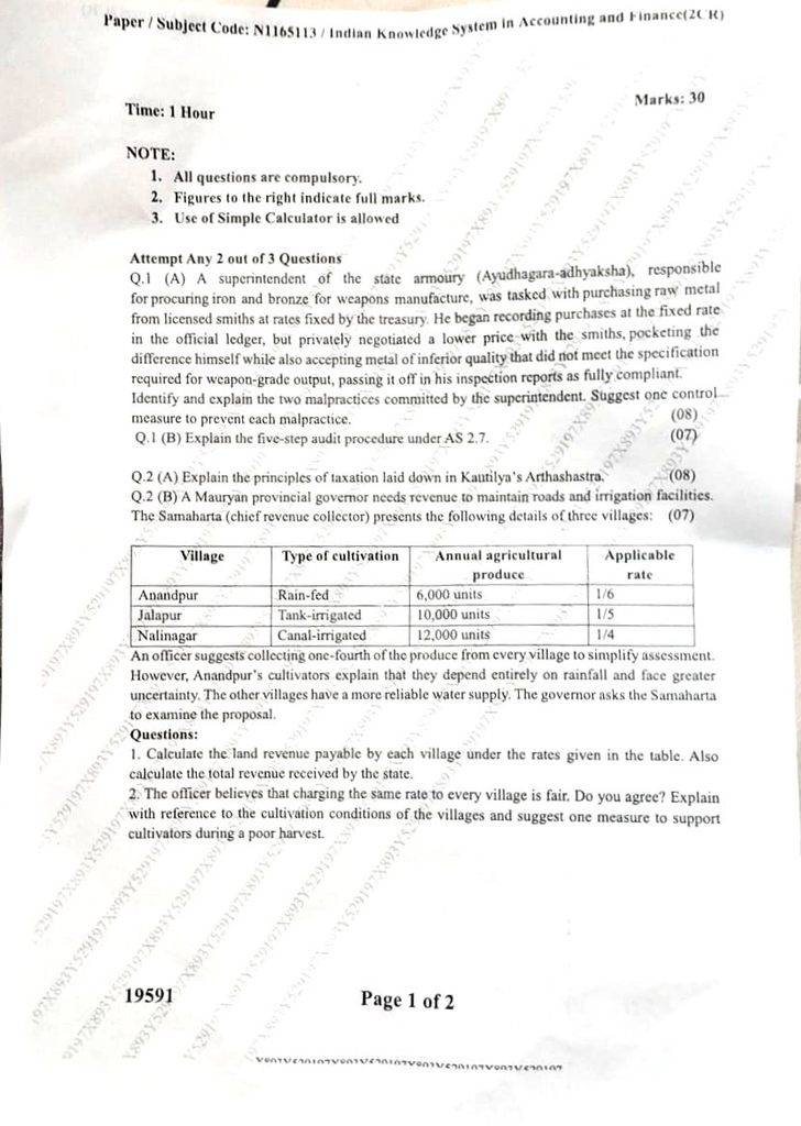 TYBAF SEM 5 IKS Question Paper OCT 26